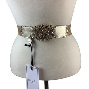 Argento Antico gold metallic stretch belt.  Gorgeous Crystals!
